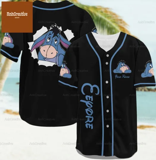 Custom Eeyore Winnie Pooh Baseball Jersey Disney Eeyore Shirt Eeyore Jersey