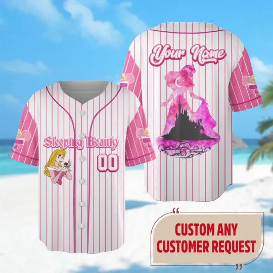 Custom Sleeping Beauty Castle Walkthrough Baseball Jersey