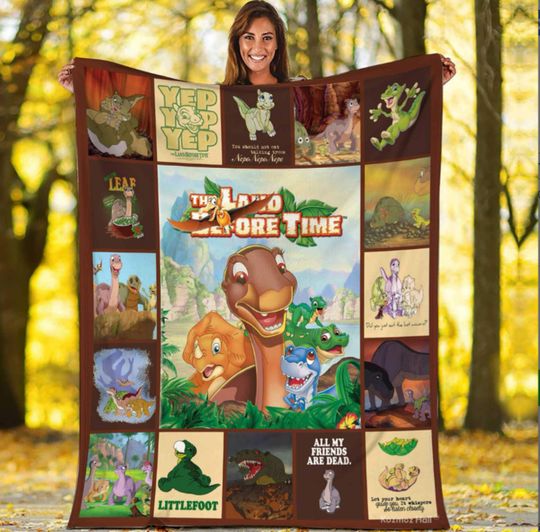The Land Before Time Characters Cera Littlefoot Ducky Blanket Gift for Birthday Gift for Son