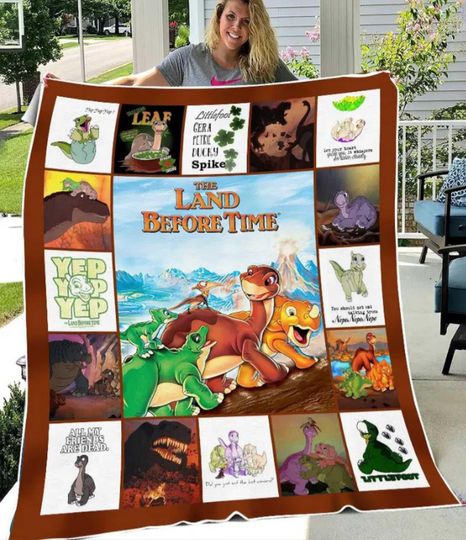 Custom Name The Land Before Time Blanket Dinosaur Little Foot Gera Gift For Fans Cartoon Movie Quilt