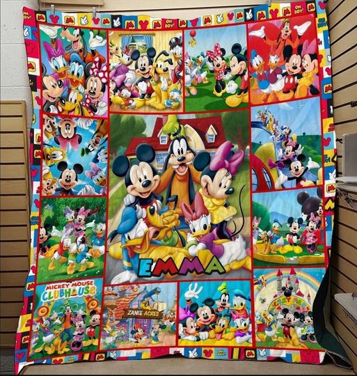 Personalized Mickey And Friends Throw Blanket, Disney Blanket, Minnie Mickey Mouse Gifts, Disney Baby Blanket, Custom Blanket with Name