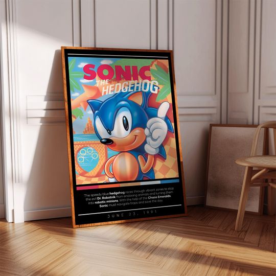 Sonic the Hedgehog Poster Print | Gaming Poster | 3 Colors | Gaming Decor | Video Game Poster | Gaming Gift | Video Game Print, Gaming Cover