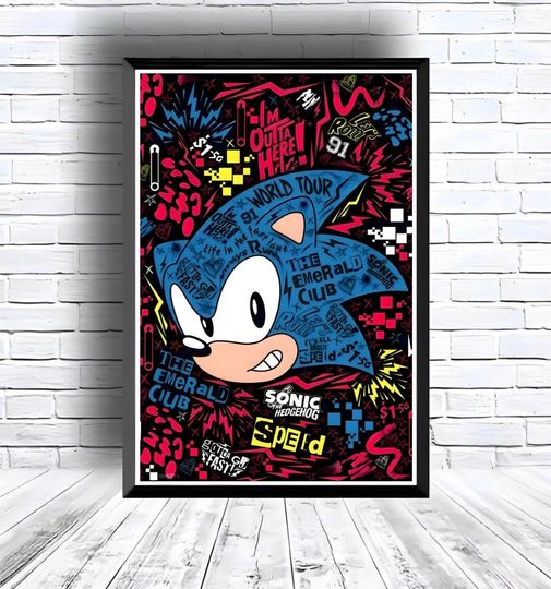 Sonic the Hedgehog Digital Download Poster for bedroom decor, party decor, game room decor