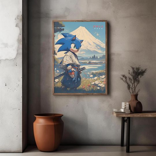 Sonic poster retrogaming, Sonic running, Sonic poster, Super smash bros, Sonic art print, Vintage Wall-art