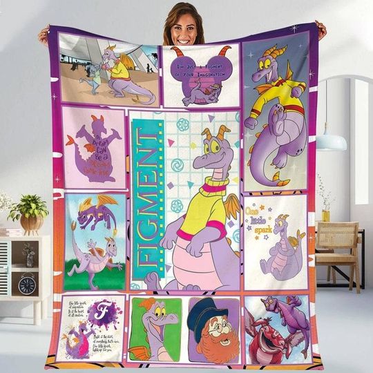 Personalized Figment One Little Spark Epcot Park Blanket, Custom Name Baby Blanket, Gift For Birthday