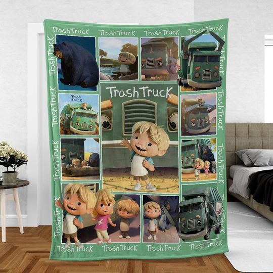 Trash Truck Custom Name Blanket, Personalized Kids Trash Truck Blanket, Custom Name Blanket Birthday Gifts, Baby Gifts
