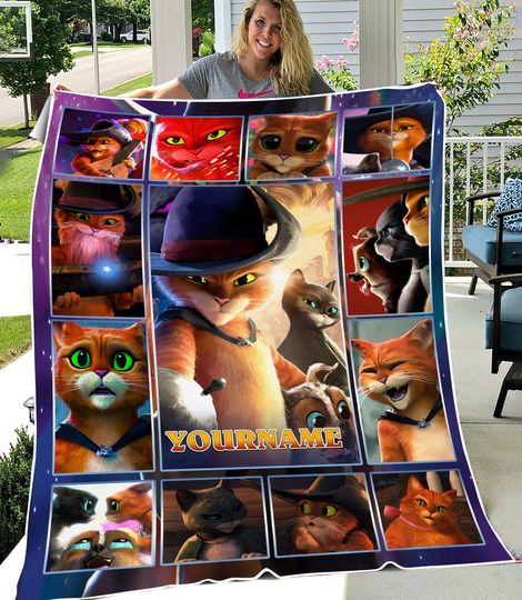 Personalized Puss In Boots Shrek Blanket/Shrek Movie Blanket/Custom Puss In Boots Blankets Bedding Decor/Gift For Kids