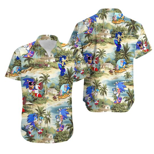 Sonic The Hedgehog Shirt, Sonic Hawaiian Shirt, Sonic Summer Shirt, Sonic Shirt, Sonic Summer Vacation Shirt