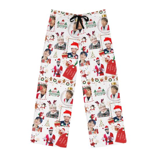 BTS Namjoon Christmas Pajama Pants, Kpop Men's Loungewear, Sleep Pants for Kpop Fans