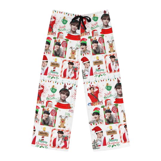 BTS Taehyung Christmas Women's Pajama Pants, Kpop Holiday Loungewear