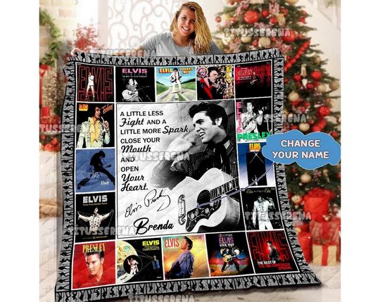 Elvis presley Fleece Blanket, King Of Rock and Roll Fan Blanket, Father's Day Gift | Personalized Gift For Rock Fan Elvis Fan