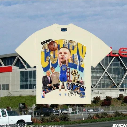 Big Head Stephen Curry Retro Basketball Graphic Tee