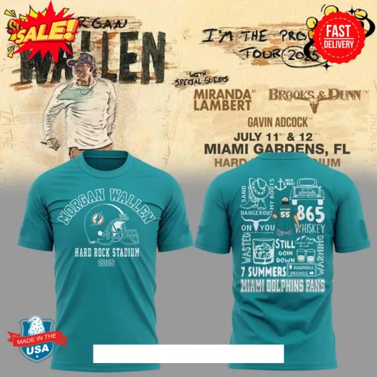 Miami Dolphins x Wallen Western I'm The Problem Tour 2025 3D Shirt