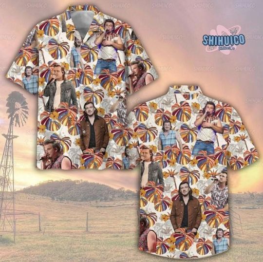 Wallen Western Hawaiian Shirt, Country Cowboy Button Up Beach Shirt