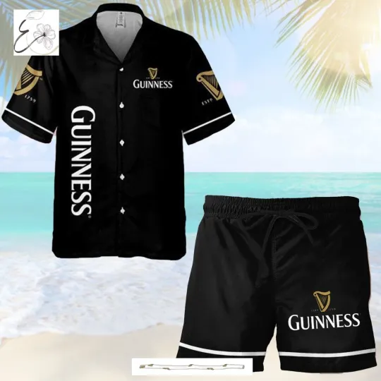 Guinness Beer 3D Combo Hawaiian Shirt and Beach Shorts
