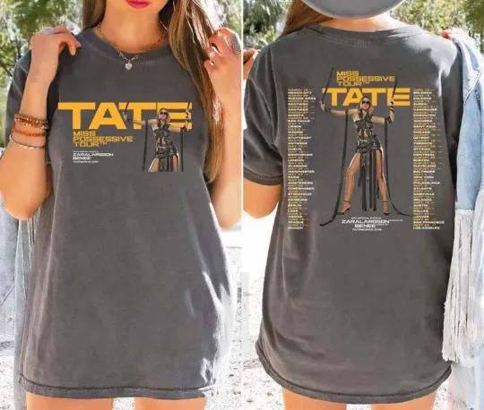 Tate McRae Miss Possessive Tour 2025 Charcoal Double Sided T-Shirt