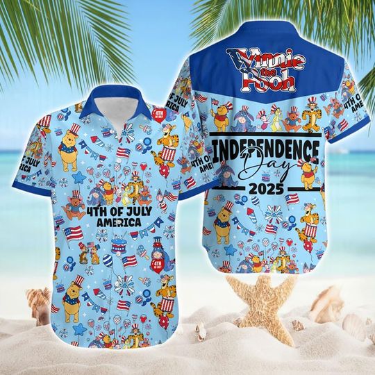 Winnie The Pooh 4th of July Hawaiian Shirt - Patriotic Independence Day Apparel