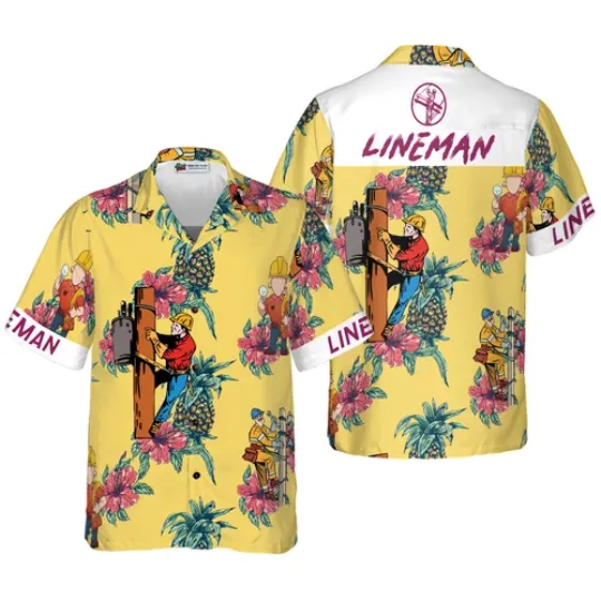 Lineman Pineapple Seamless Pattern Hawaiian Shirt