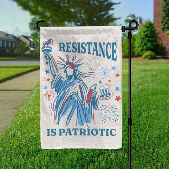 Resistance Is Patriotic Garden Flag - Red White Blue Americana Yard Flag