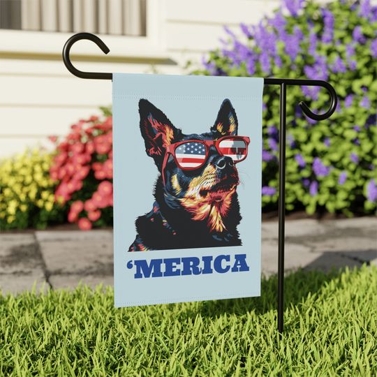 Heeler Fourth of July Garden Flag - Funny Australian Cattle Dog Outdoor Decor