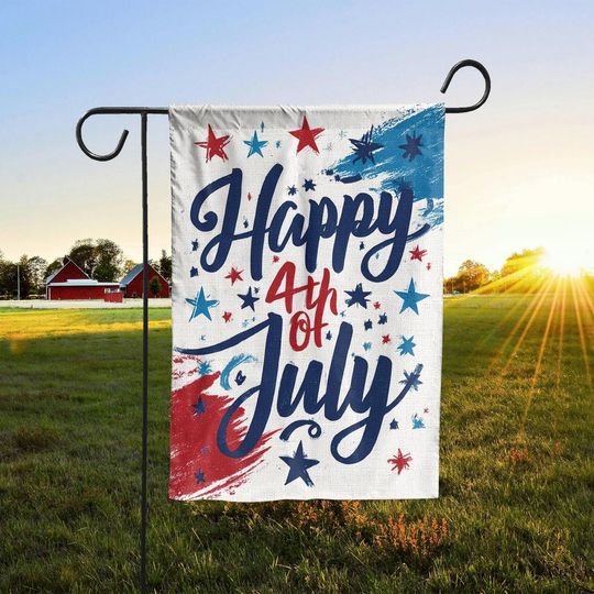 Happy 4th of July Garden Flag with Stars and Stripes