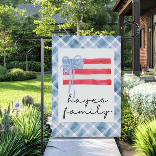 Patriotic Garden Flag, Fourth of July Yard Decor, Personalized Red White and Blue Banner