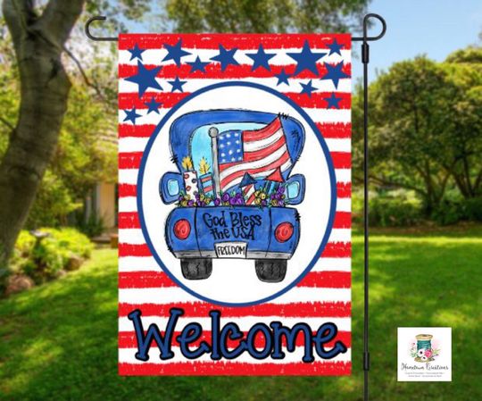 Summer Garden Flag | Independence Day Decor | 4th of July Porch Flag | Red White Blue Stars