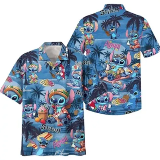 Discover Disney Stitch Hawaiian Shirt, Stitch Summer Shirt, Disney Shirt, Dad For Gift