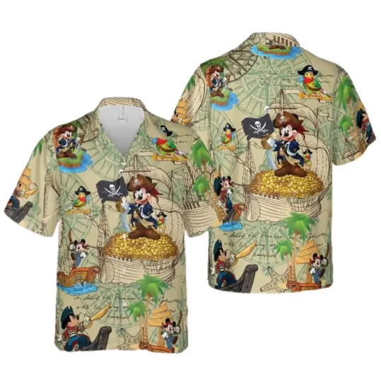 Disney Pirates of the Caribbean Mickey Mouse Hawaiian Shirt