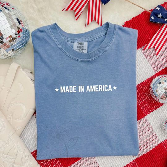 Embroidered Made in America T-shirt, Patriotic USA Shirt