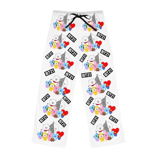 Women's Pajama Pants - BTS K POP BT21 Music Lounge Sleepwear, Cute K-Pop Fan PJ Bottoms, Comfy Nightwear, Lounging Apparel