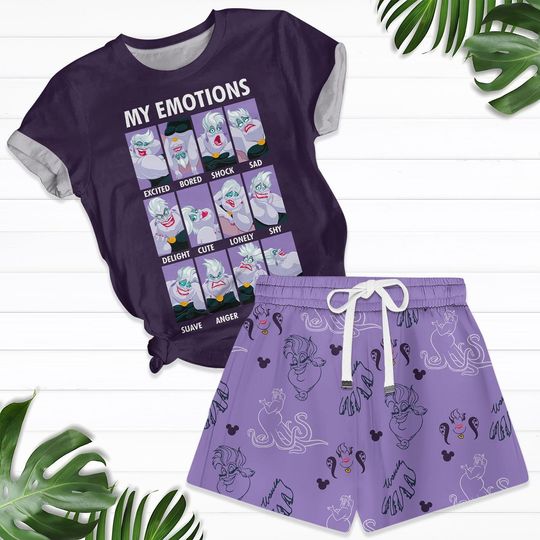 Disney Villains Ursula T-Shirt And Women Shorts, The Little Mermaid Pajamas Set, Disneyland Shirt, Magic Kingdom Tee,Disney Family Trip
