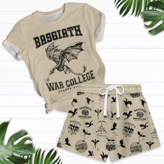 Basgiath War College T-Shirt And Shorts, Fourth Wing Pajamas Set, Dragon Rider Shirt, Rebecca Yoros, Fourth Wing Tee, Violet Sorrengail