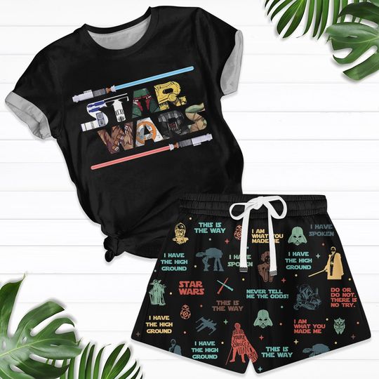 Disney Star Wars T-Shirt And Shorts, Star Wars Shirt, Darth Vader Shirt, Galaxy's Edge Shirt, Retro Star Wars Shirt, Disney Movie Shirt