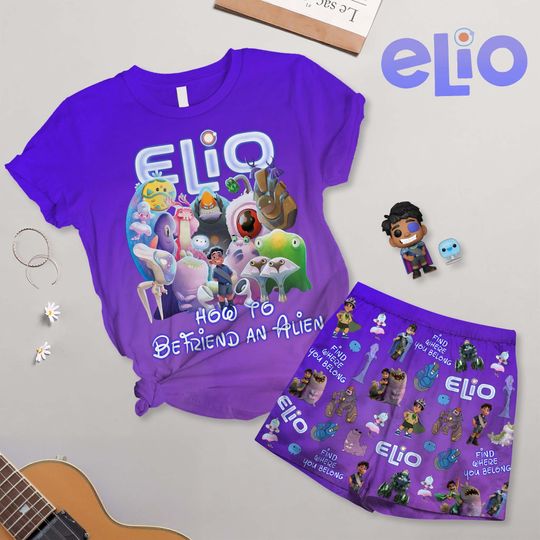 Disney Pixar Elio Characters T-Shirt And Shorts, Elio Olga Glordon Ambassador Tegmen Grigon Questa Helix Tee, Disneyland Family Pajamas