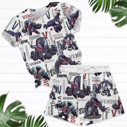 Venom T-Shirt And Shorts, Venom Pajamas Set, Eddie Brock Shirt, Superhero Shirt, Symbiote Shirt, Venom Lover Gift, Movie Lover Gifts