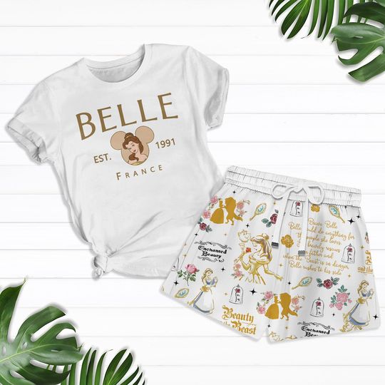 Disney Princess Belle France Est 1991 Shirt And Shorts, Beauty And The Beast Shirt, Belle Disneyworld Shirt, Disneyland Matching Tee