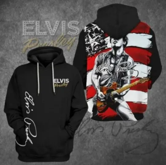 Elvis Presley Black 3D Hoodie All Over Hoodie 3d - all printed, hot 2025