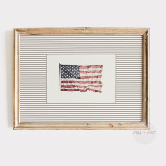 American Flag Vintage Print | Fourth of July Poster | Patriotic Wall Art