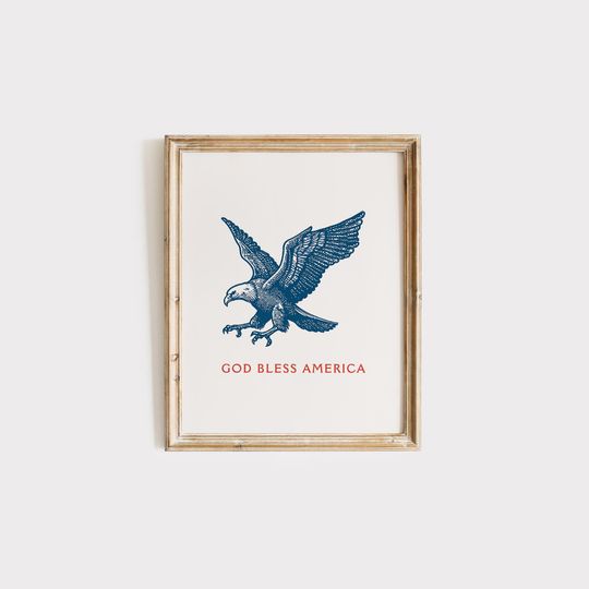 God Bless America Vintage Eagle Poster - Fourth of July Patriotic Wall Art