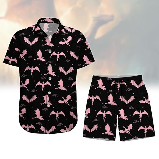 Fourth Wing Button Shirt And Shorts, Basgiath War College Hawaiian Shirt, Dragon Button Up Shirt, Bookish Dragon Rider Hawaii Short