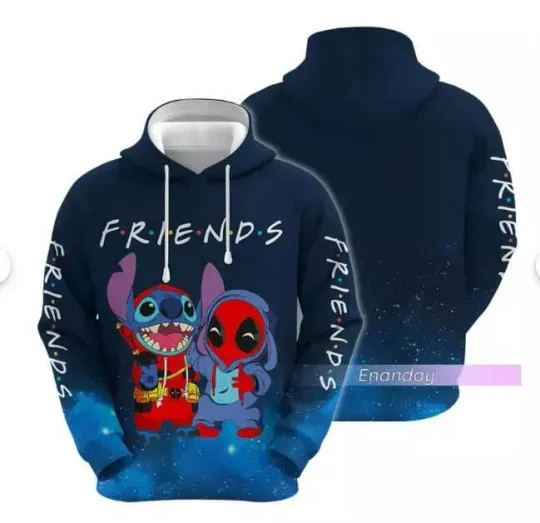 Stitch And Deadpool 3D Hoodie 3d - all printed