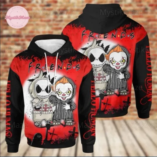 Jack And Pennywise 3D HOODIE Halloween Gift Best Price Christmas Gift Us Size