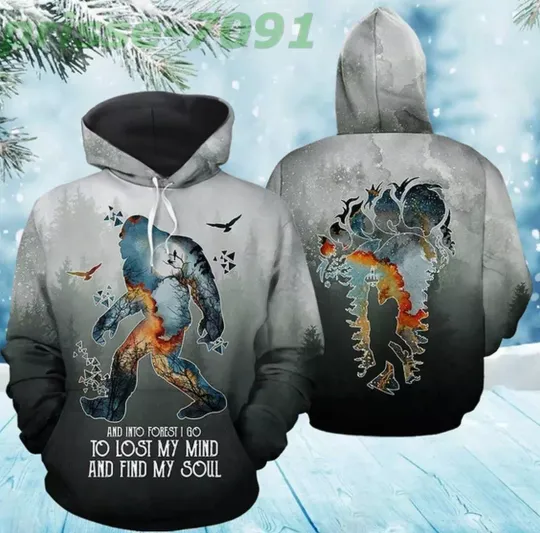Hot Bigfoot Forest Christmas Print 3D Lightweight Hoodie 3d - all printed