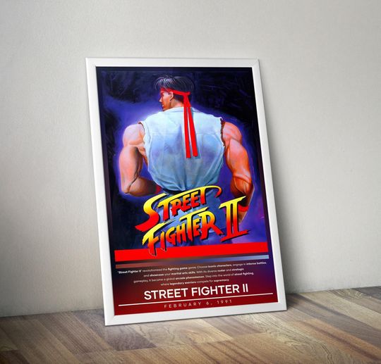Street Fighter II: The World Warrior Poster | Street Fighter Prints | Gaming Poster | 4 Colors | Video Game Poster | Wall Decor Posters