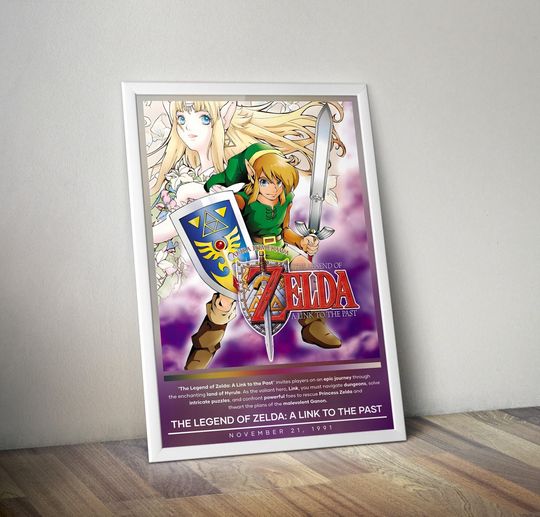The Legend of Zelda: A Link to the Past Poster | Legend of Zelda Prints | Gaming Posters | 4 Colors | Video Game Poster | Wall Decor Posters