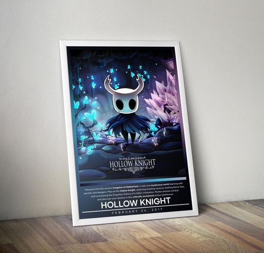 Hollow Knight Poster | Hollow Knight Print | Gaming Poster Print | 4 Colors | Video Game Poster | Wall Decor Poster | Large Poster Prints