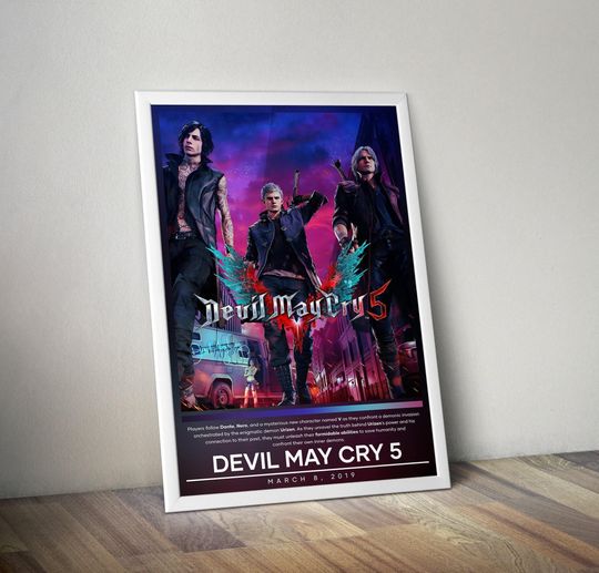 Devil May Cry 5 Poster | Devil May Cry Print | Gaming Poster Print | 4 Colors | Video Game Poster | Wall Decor Poster | Large Poster Print