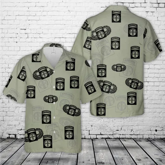 US Army 82nd Airborne Division Silhouette Hawaiian Shirt
