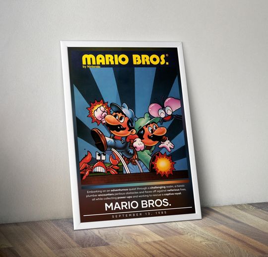 Mario Bros. Poster | Super Mario Prints | Gaming Poster | 4 Colors | Video Game Poster | Wall Decor Poster | Gamer Gift